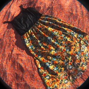 Chloe K Black Leather and Floral Dress